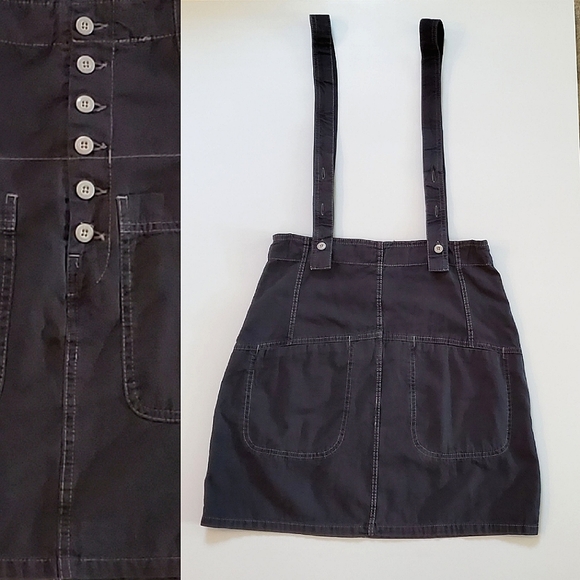 🌺 Free People Black Denim High Waist Jumper Skirt, Size 6 - Picture 8 of 10